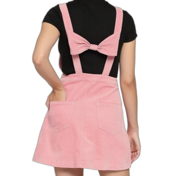 Hot Topic Pink Kawaii Corduroy Overall Skirt Size Small Medium - Picture 2 of 8